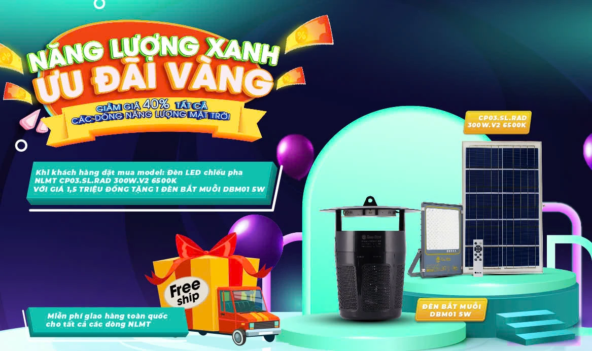 ƯU ĐÃI CỰC SỐC: MUA ĐÈN LED CHIẾU PHA NLMT CP03.SL.RAD 300W.V2 - TẶNG NGAY ĐÈN BẮT MUỖI DBM01 5W & MIỄN PHÍ GIAO HÀNG TOÀN QUỐC!