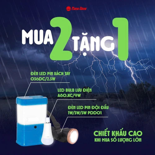 Combo mua 2 tặng 1 Đèn LED Bulb Lưu Điện 9W A80.KC