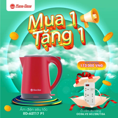 MUA ẤM SIÊU TỐC RD-AST17 P1 TẶNG Ổ CẮM