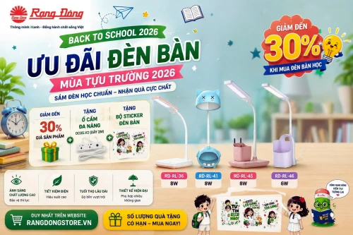Ưu đãi đèn bàn mùa tựu trường 2026: Giảm đến 30%, tặng ổ cắm đa năng