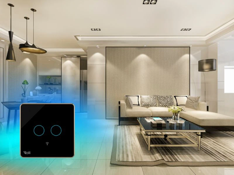 Thiết kế của công tắc đèn wifi Rạng Đông phù hợp với nhiều phong cách nội thất khác nhau, từ hiện đại, tối giản đến cổ điển