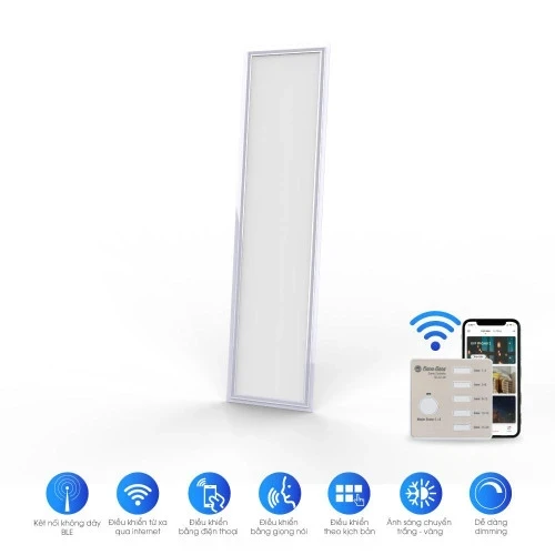 Với thiết kế vuông kích thước 300x1200mm và công suất 40W, đèn không chỉ mang lại ánh sáng chất lượng cao mà còn tích hợp công nghệ điều khiển Bluetooth Mesh hiện đại