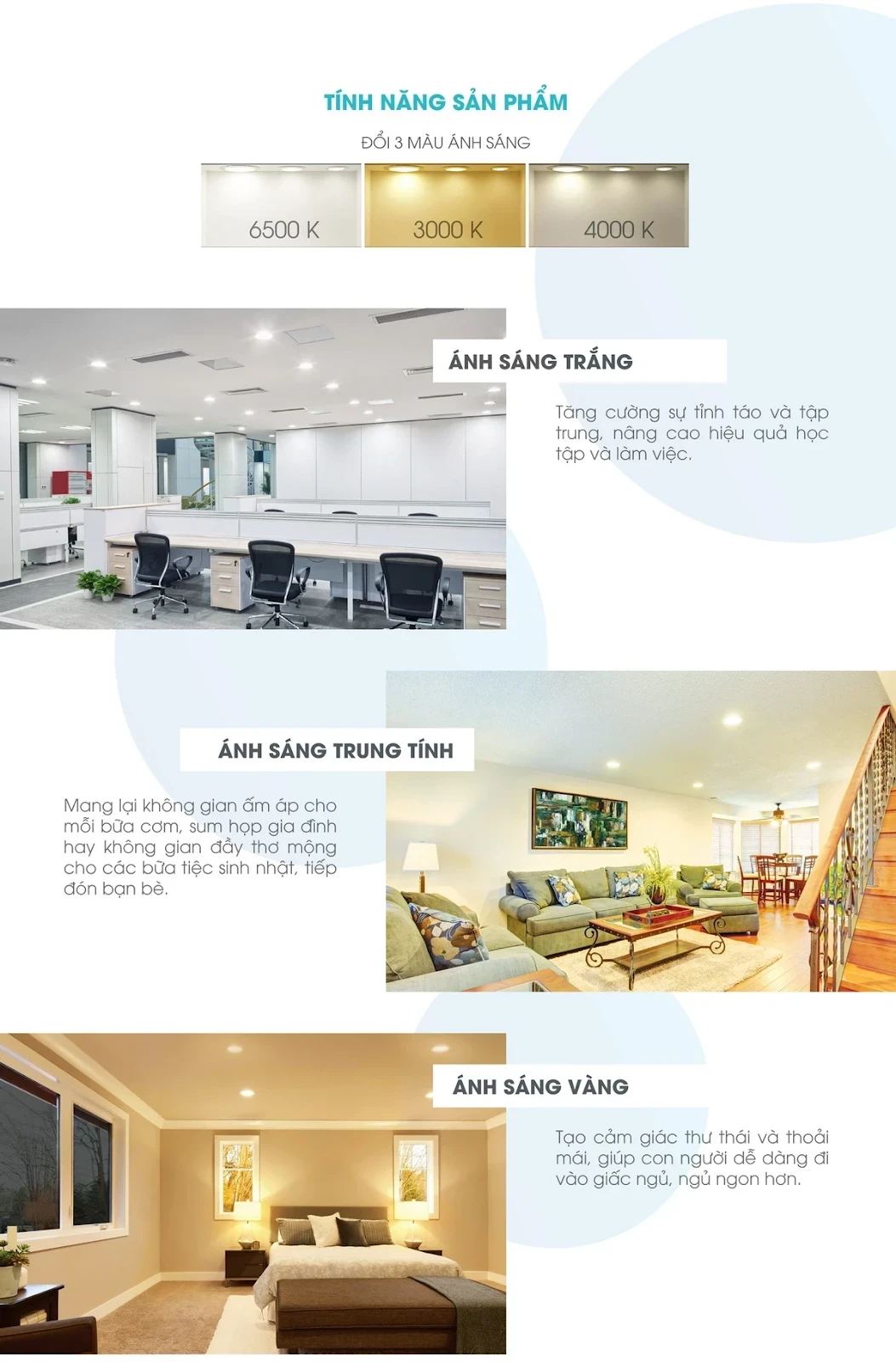 Đèn led downlight âm trần Rạng Đông dễ dàng thay đổi màu săc tùy theo tâm trạng của bạn