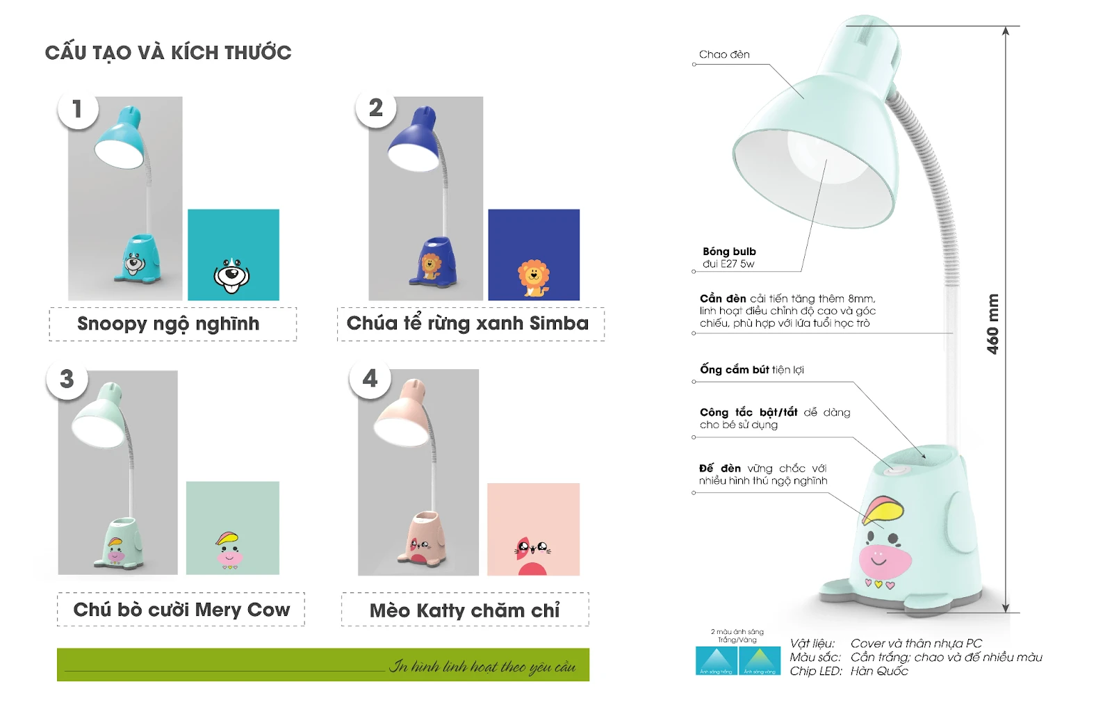 Kiểu dáng hiện đại, dễ thương, phù hợp trẻ em