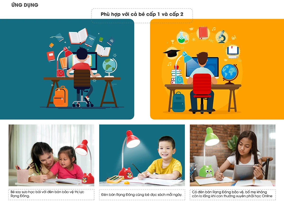 Chiếu sáng bàn học và làm việc hiệu quả