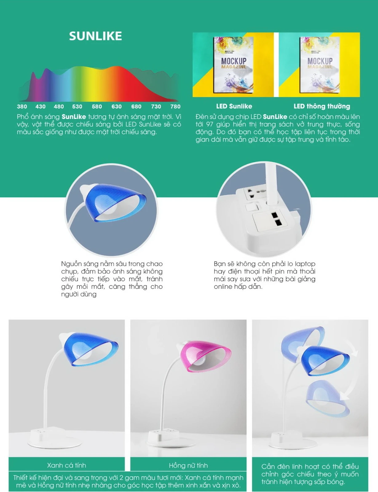 Công nghệ Sunlike Rạng Đông cung cấp nguồn ánh sáng tự nhiên giúp đôi mắt&nbsp; không bị mỏi trong thời gian dài