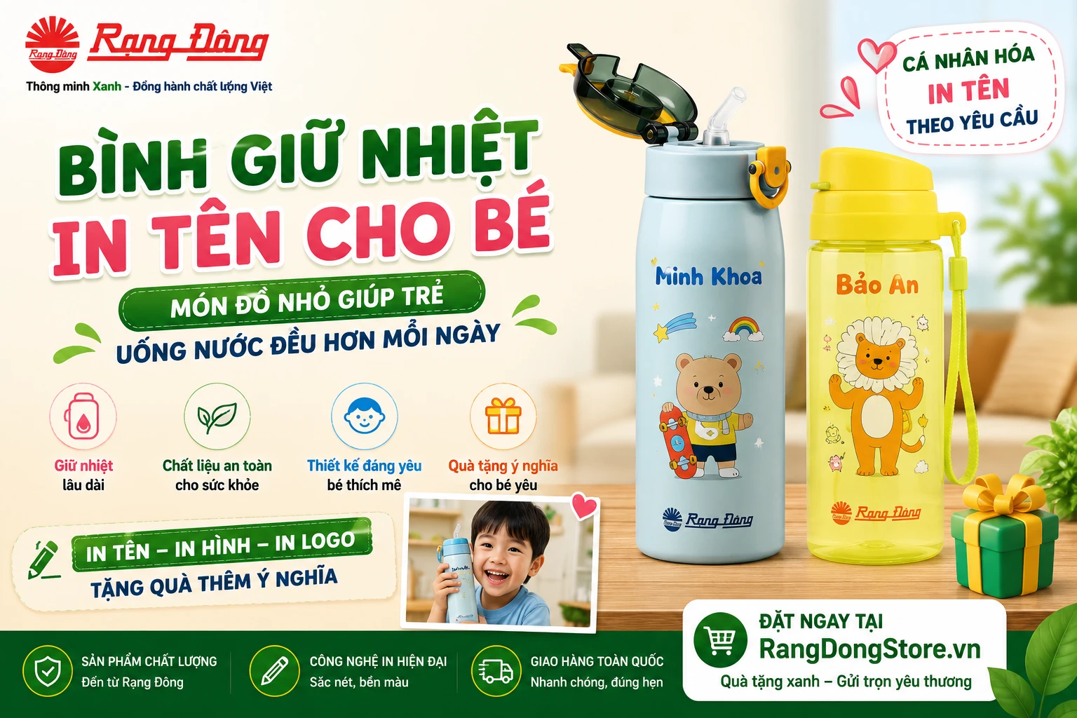 Bình giữ nhiệt in tên