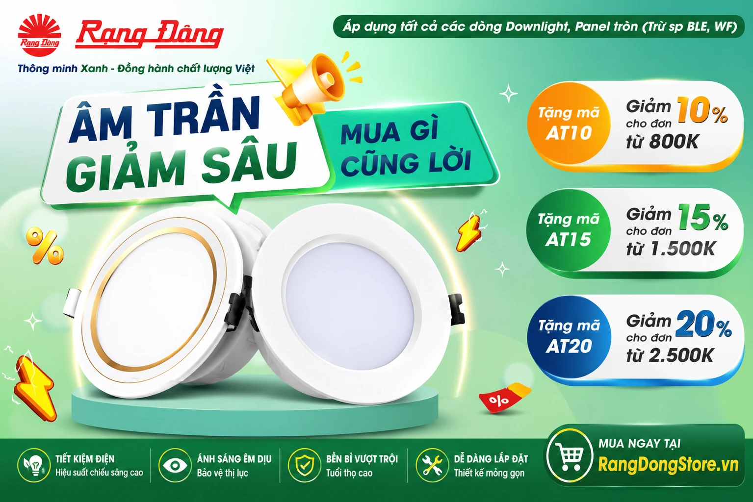 LED Downlight âm trần Rạng Đông