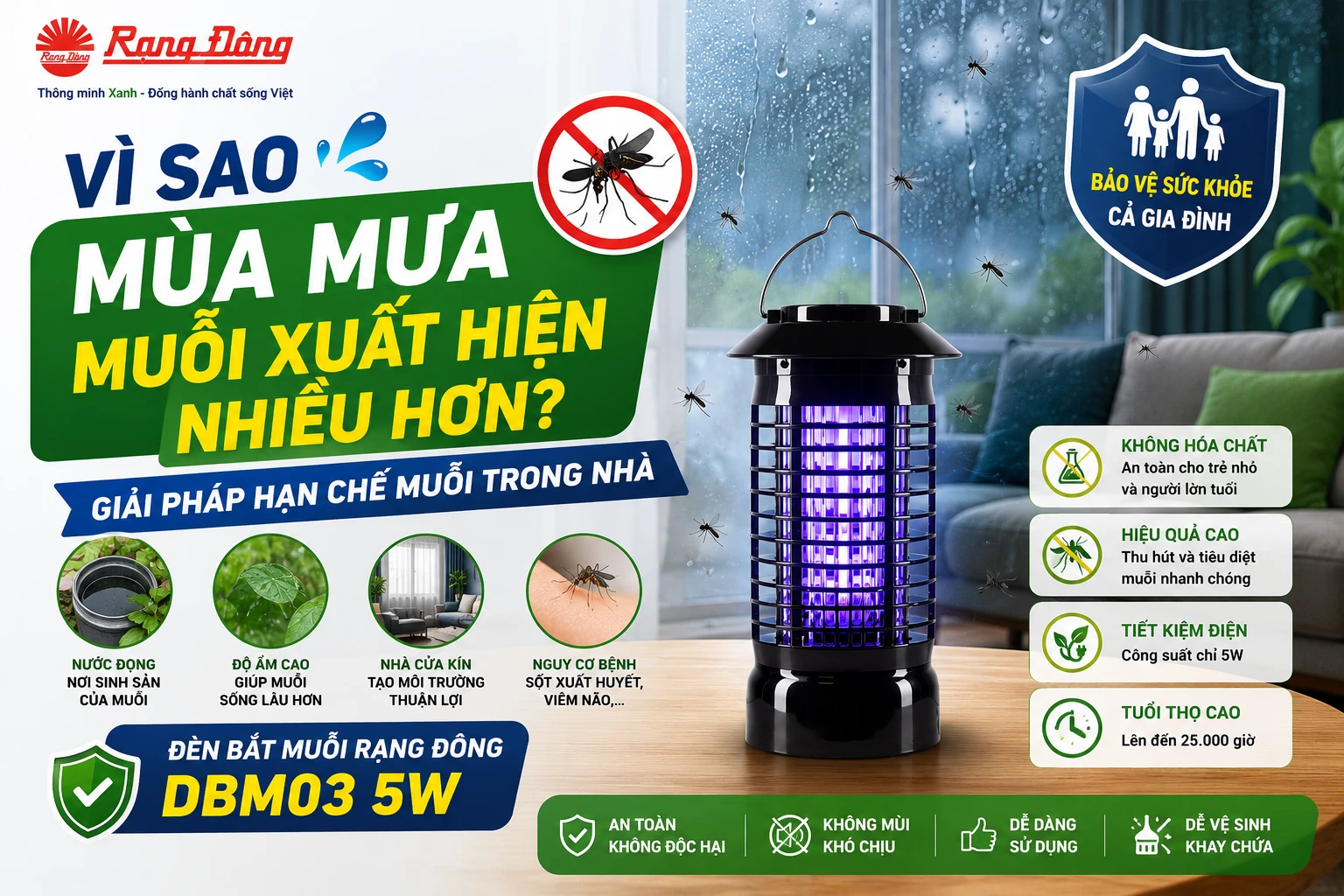 đèn bắt muỗi Rạng Đông