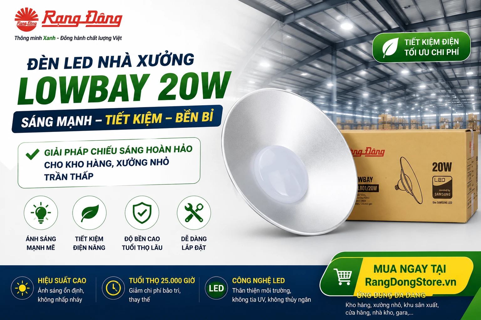 LED nhà xưởng Lowbay Rạng Đông