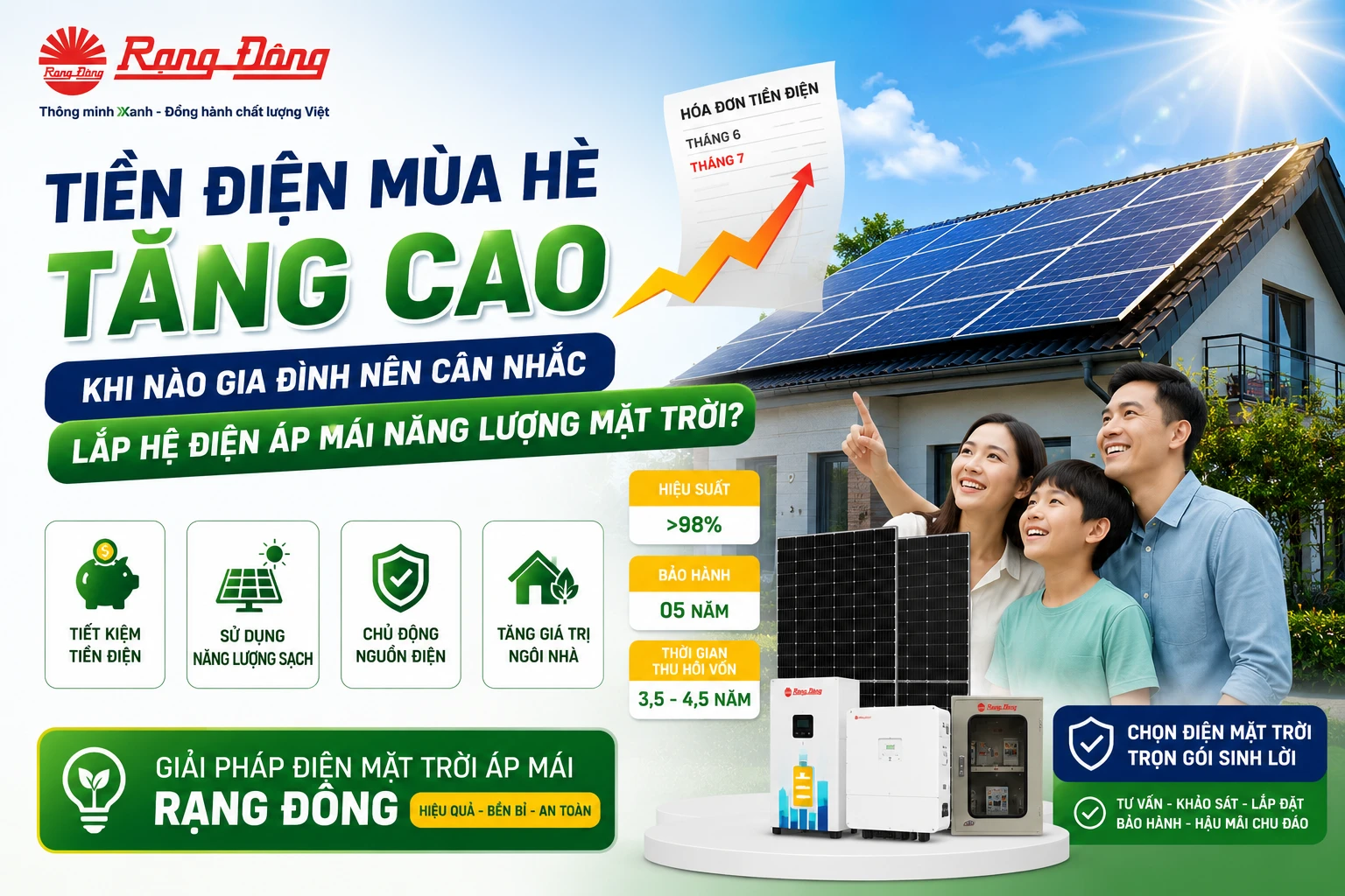 hệ điện áp mái năng lượng mặt trời.
