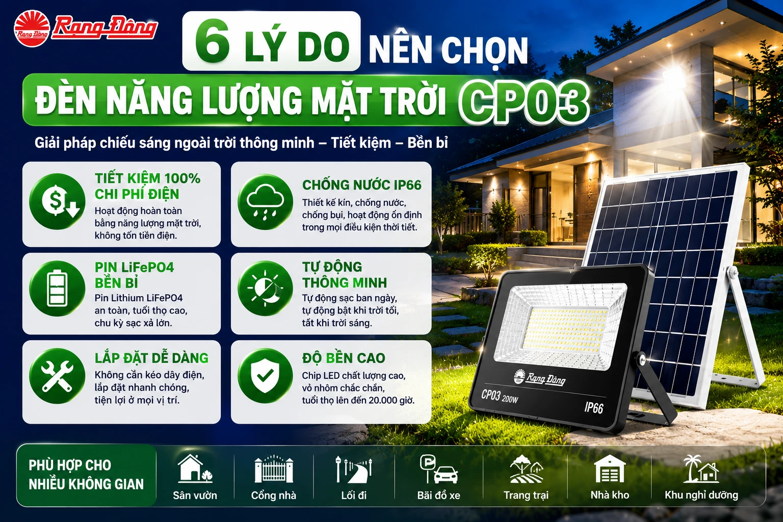 ưu điểm của đèn năng lượng mặt trời CP03