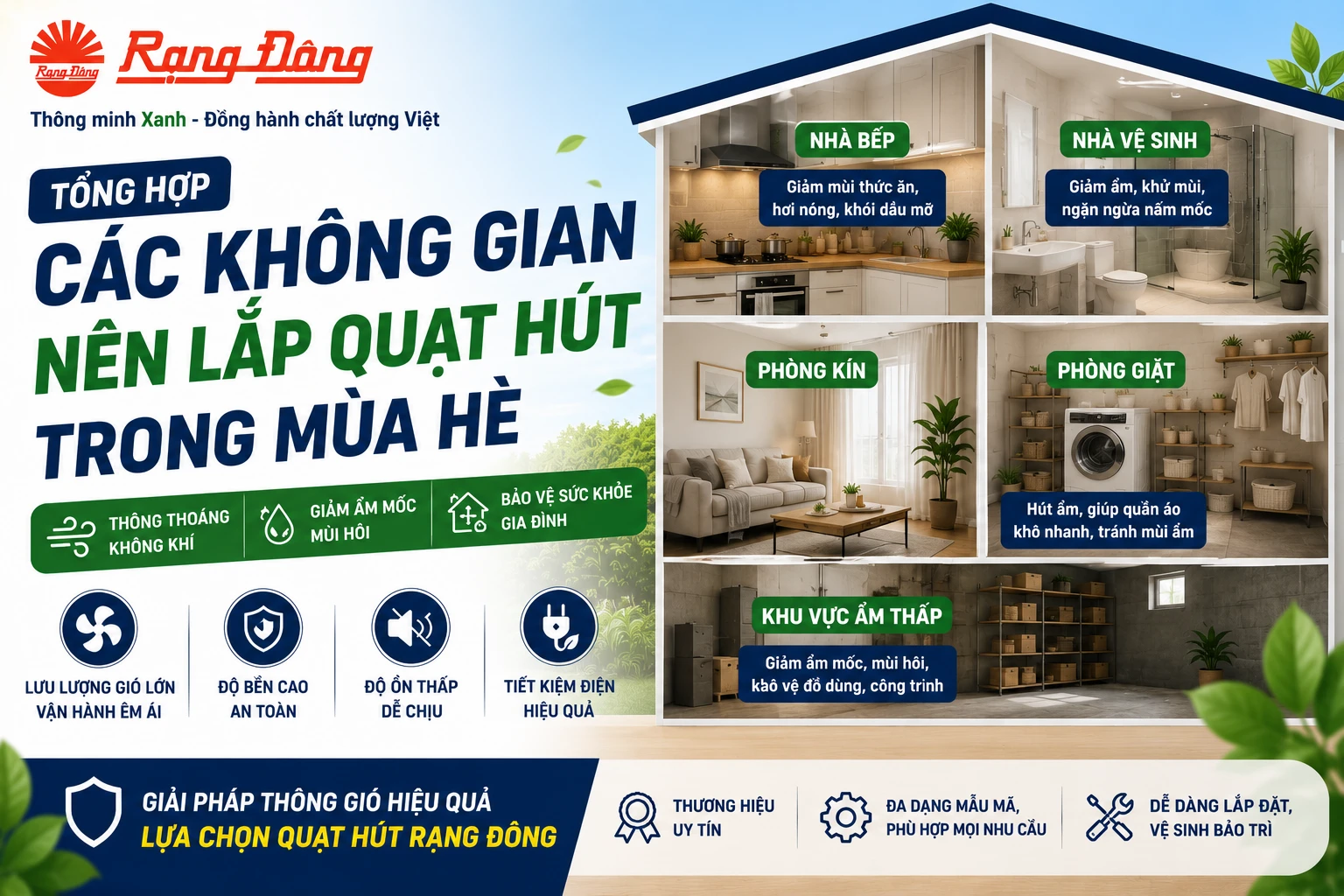 không gian lắp quạt hút