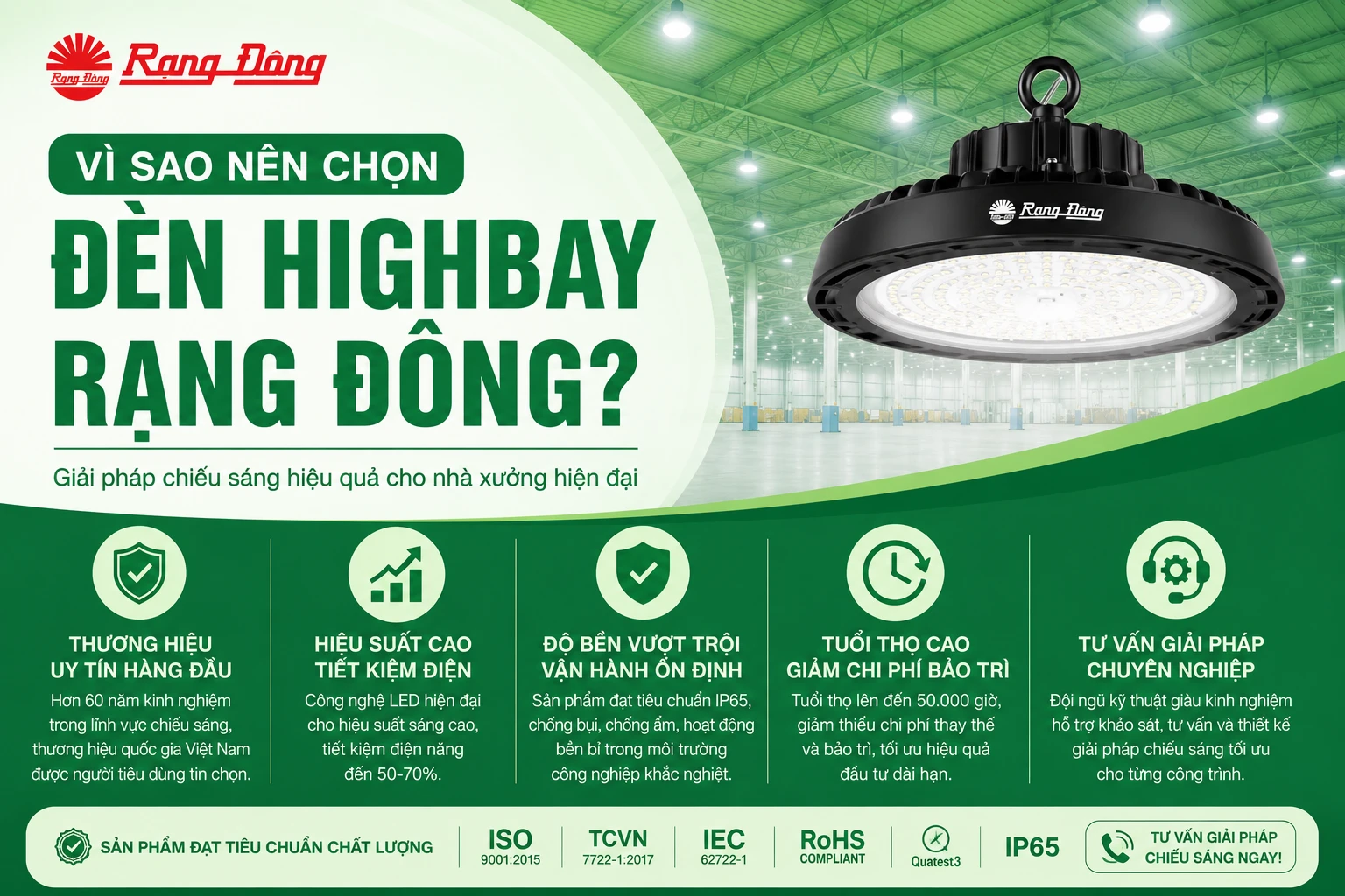 Giải pháp đèn Highbay Rạng Đông