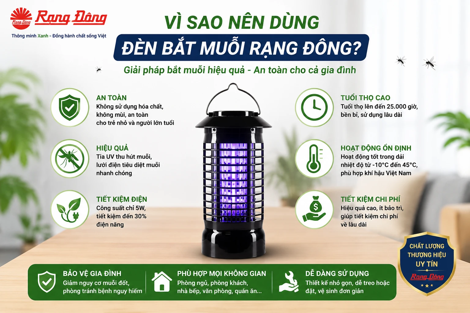 Đèn bắt muỗi Rạng Đông DBM03 5W